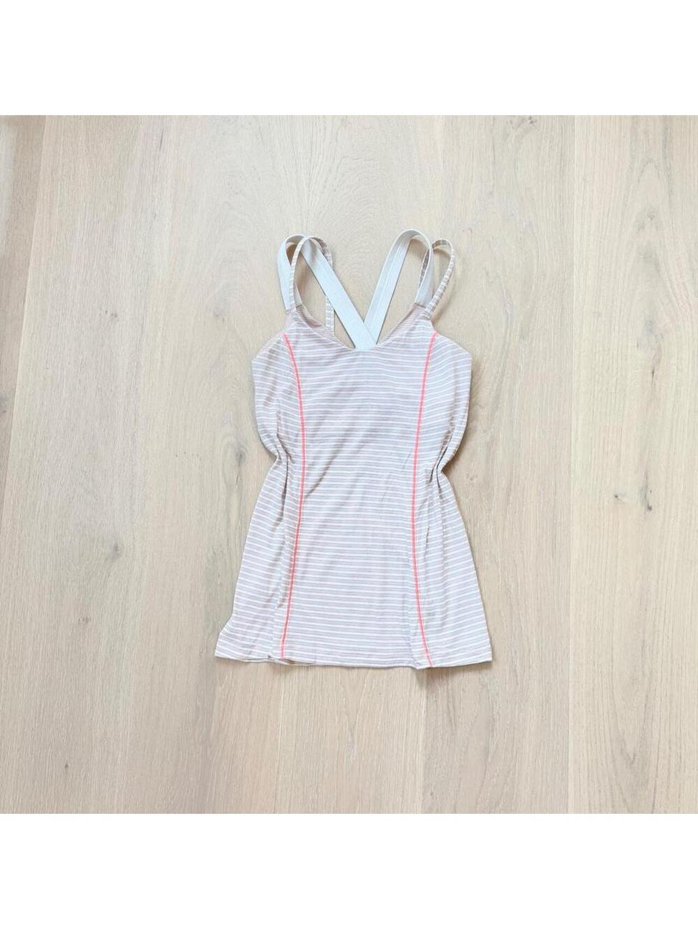 Lululemon Striped Double Strap Cross Back Tank Size 4 Y2K